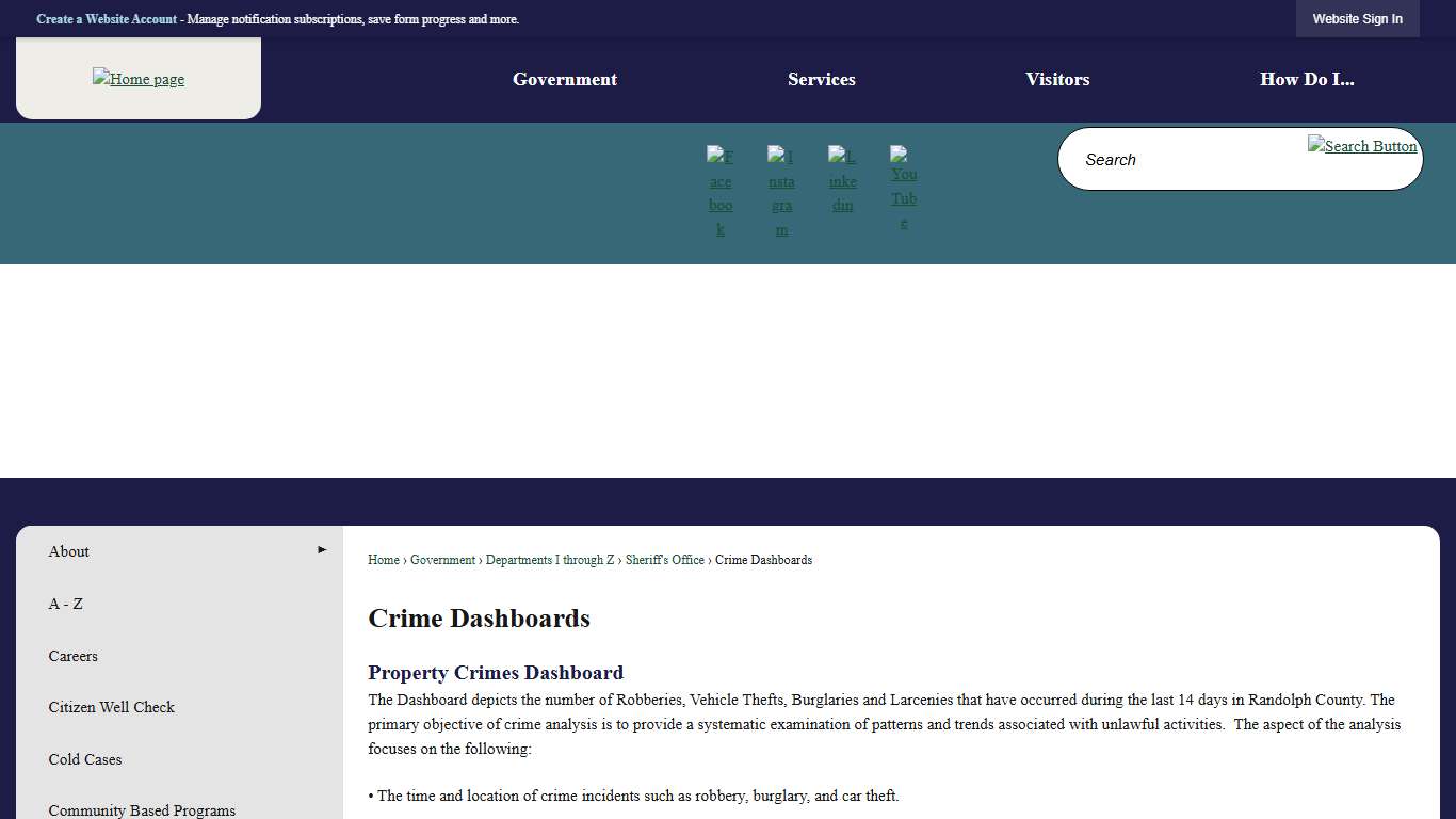 Crime Dashboards Randolph County, NC